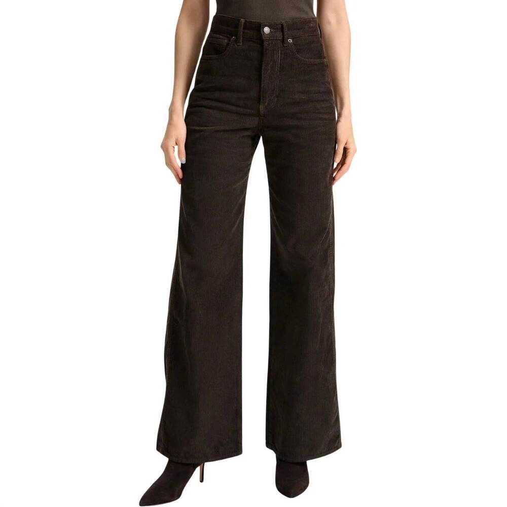 NEW VERONICA BEARD taylor high rise wide leg corduroy pants in dark umber